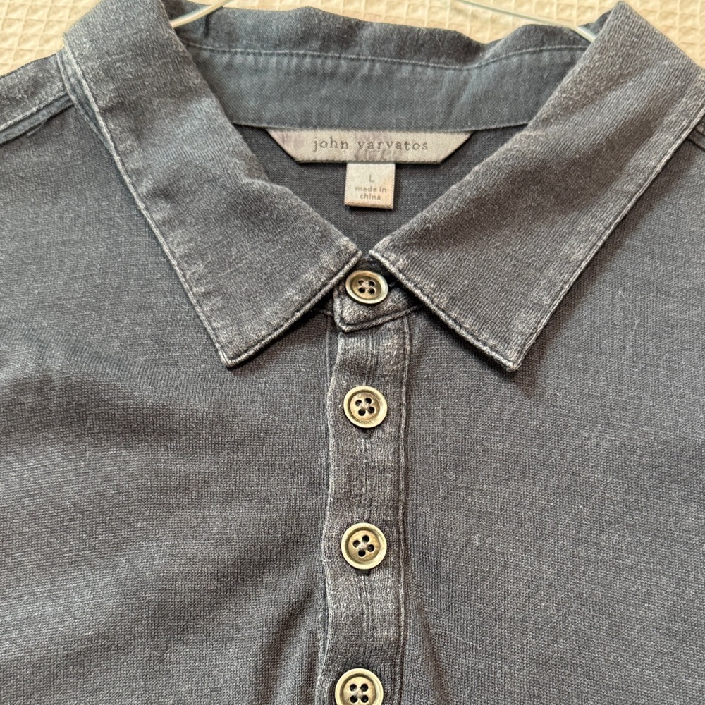 John Varvatos Men's Charcoal Button Down Shirt blue gray